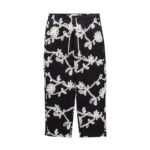 Floral Ribbon Ankle Pant - Black