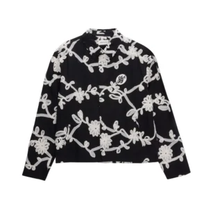 Floral Ribbon Button Up - Black