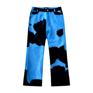 Flared Cowhide Pants Black/Blue