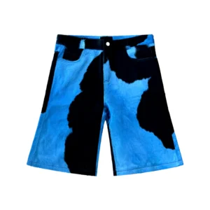 Flared Cowhide Shorts Black and Blue