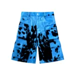 Utility Cowhide Cargo Leather Shorts Black and Blue