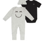 Knotted Cap, Bodysuit, and Romper Cozy Set
