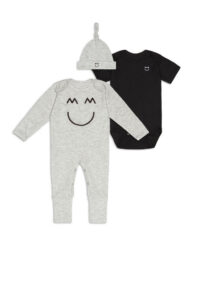 Knotted Cap, Bodysuit, and Romper Cozy Set